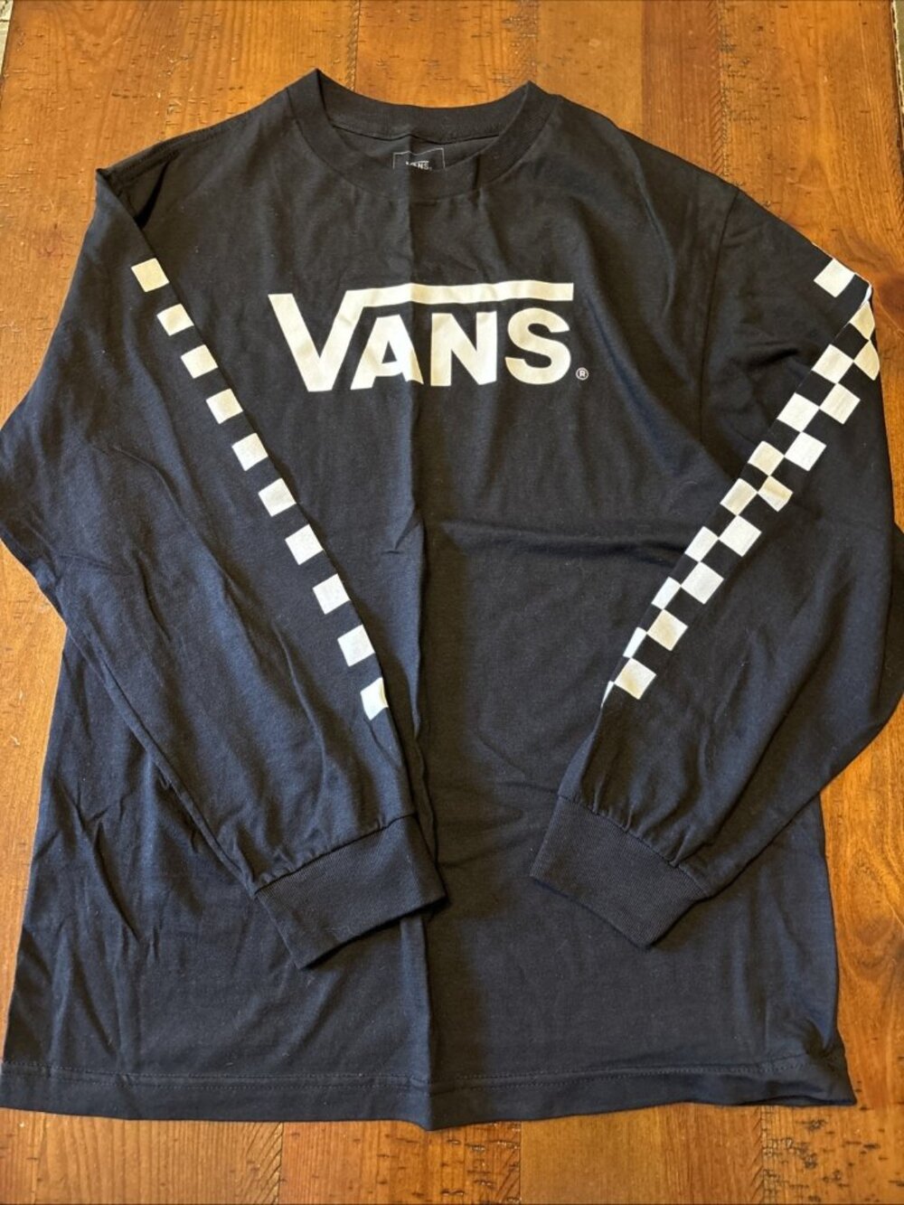 Vans Black Checker Long Sleeve t-shirt NWOT Skateboard